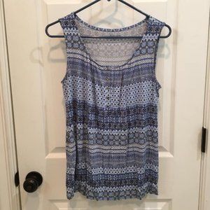 *3 for $15* Sleeveless Blue Patterned Tank Top